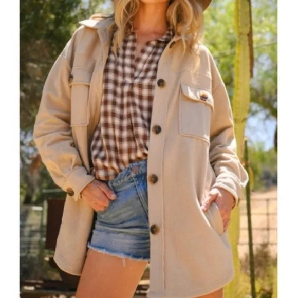 Western Style Plush Button Ip Shirt Jacket Shacket NWT - Picture 2 of 8